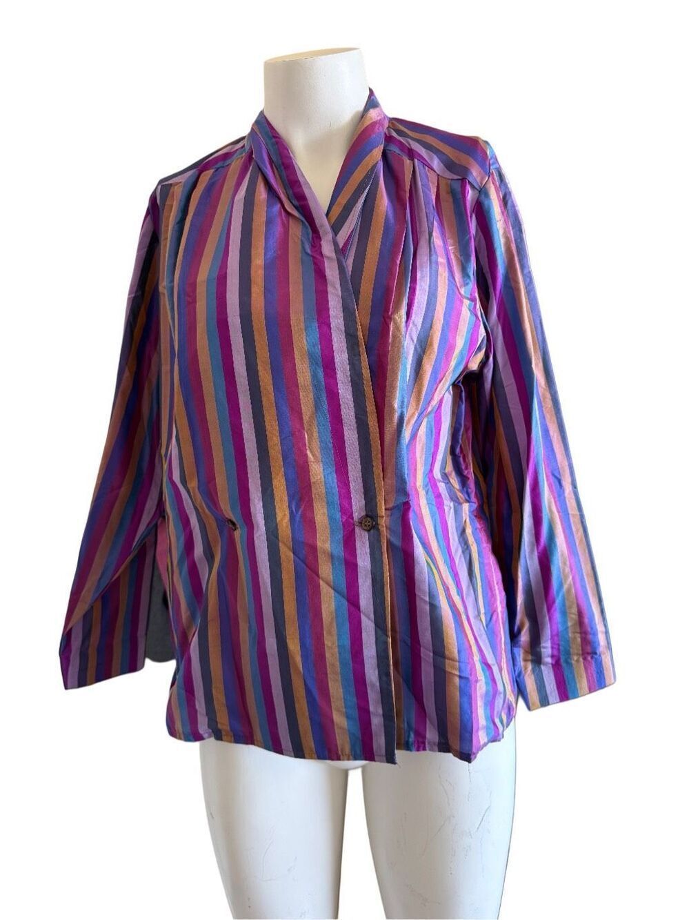 Vintage 90s striped purple fuschia lightweight blazer coat